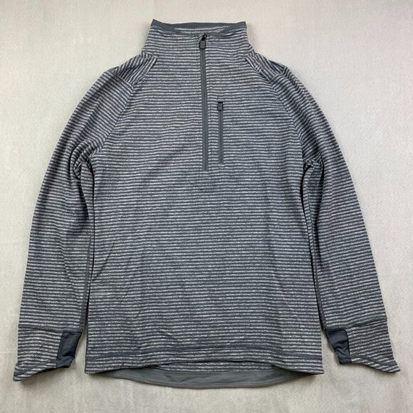Lululemon Mens Pullover Small Gray Striped 1/4 Zip Lightweight Performance Soft - Picture 1 of 9
